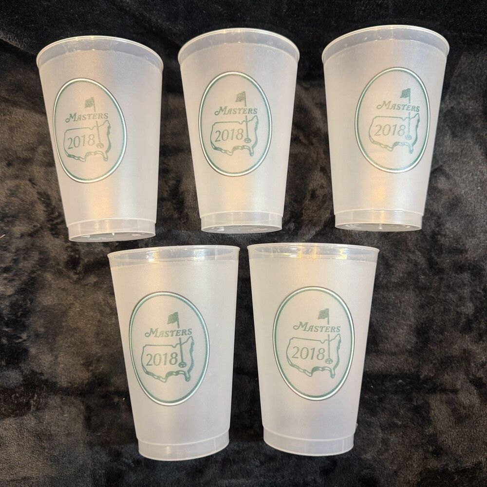 Official Masters Golf Frosted Plastic Drink Cup Augusta National 2018 Set Of 5